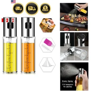 Oil Sprayer for Cooking, 2 Pack Upgraded Olive Oil Spray Bottle Mister Refill...